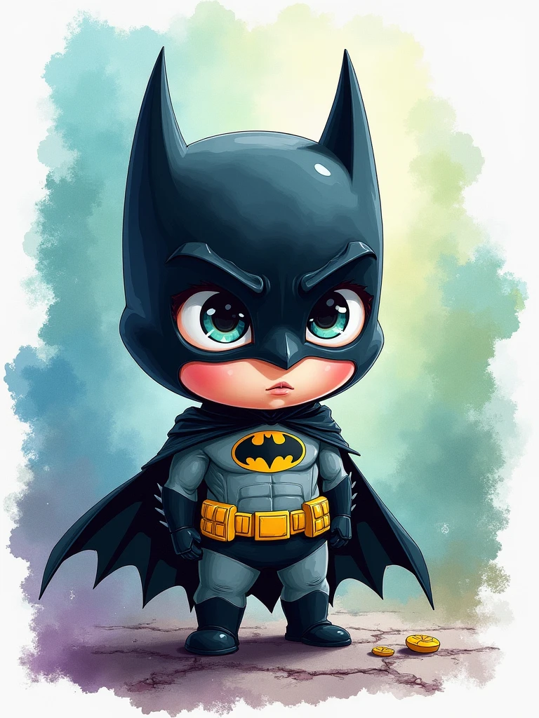 Batman in watercolor Chibi style