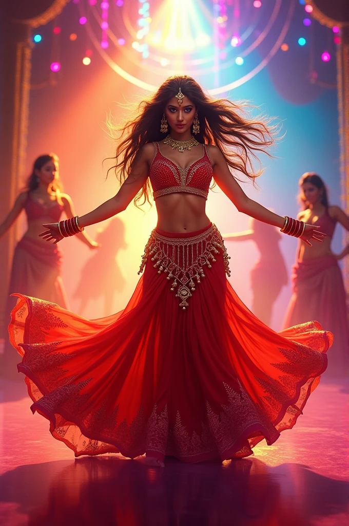 Sexy hot Indian girl with big boobs doing belly dance on Bollywood hit songs 