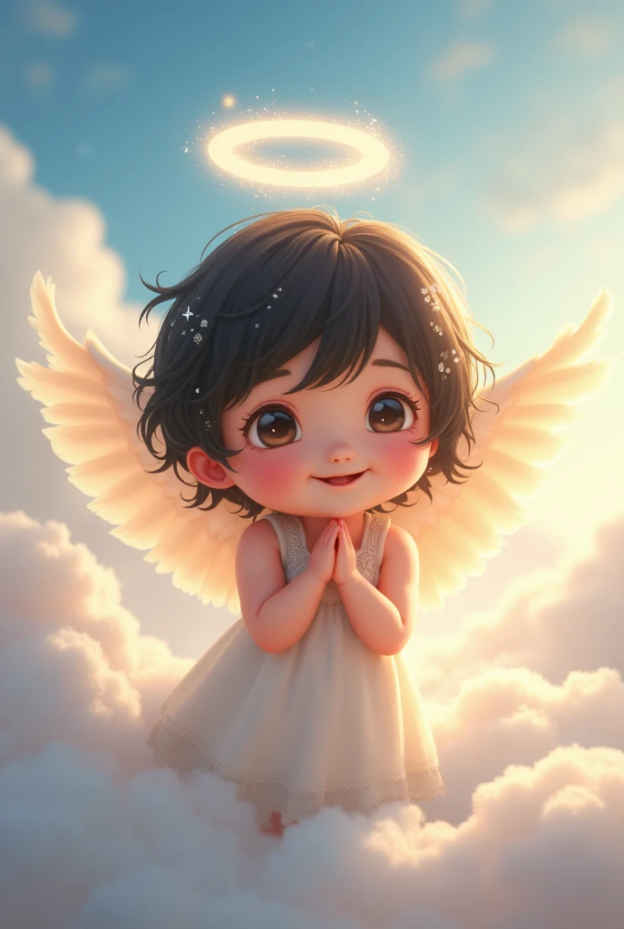 Blessings of Angels、Bright background、heart mark、tenderness、A smile、Gentle、Baby Angel