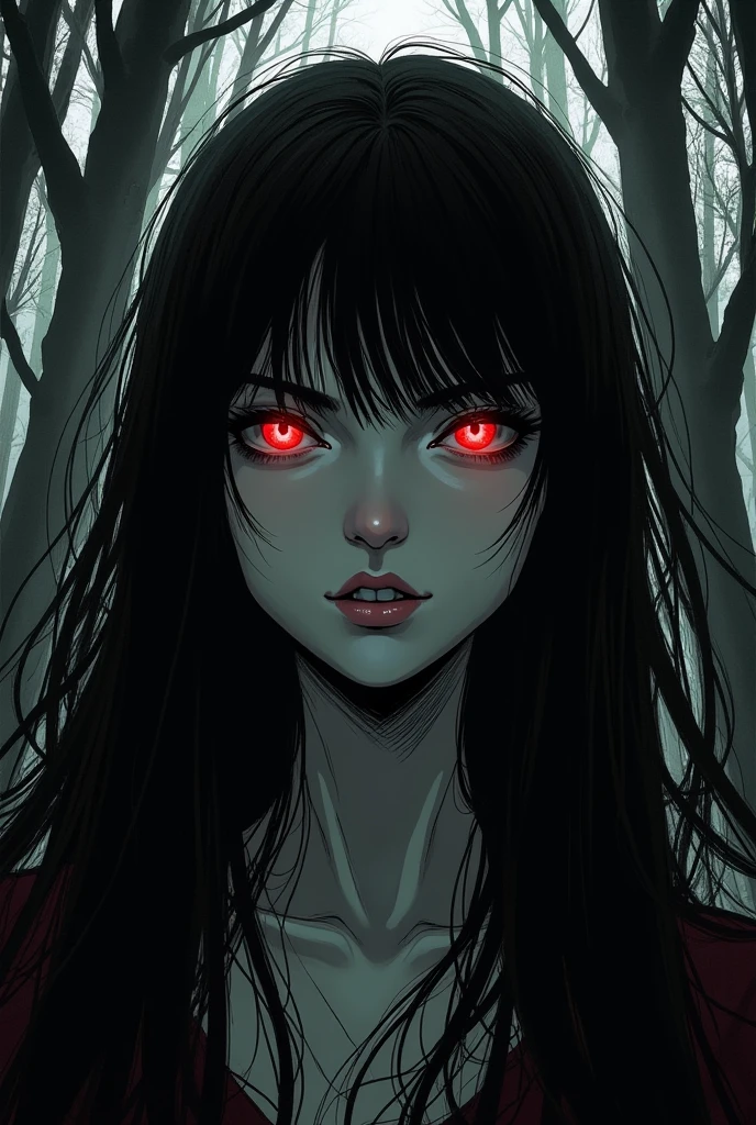 realistic photo of <lora:sd15_ElizabethTurner_locon_64_v2.0:.9> ElizabethTurner, solo, half shot, looking at viewer, detailed background, detailed face, ( theme:1.1) vampire, piercing gaze, bloodthirsty, vampire fangs, tattered vampire clothes, cape, pendant, movement, evil expression, blood stains, supernatural abilities, ethereal aura, magical red glow, cobwebs, forest in background, red moon, dark night, contrast, shadows, mysterious atmosphere,