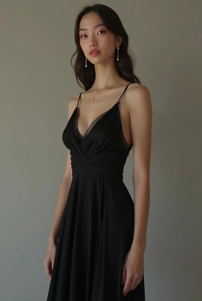 She wore a luxurious monochrome dress.、An intelligent and kind woman