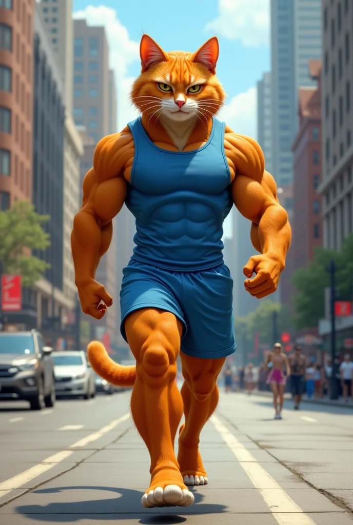 legendary – a majestic, 7-foot tall cat, eight-pack physique, clad in a tiny tank top and sweatpants. As it strides down the sidewalk, its golden fur glistens in the sunlight, striking awe in the hearts of all who behold it. With each step, the unwavering confidence, inspiring whispers of admiration and reverence. Its heroic aura is undeniable, cementing its status as a beloved feline icon.
Show packs
Watching his body in a full mirror