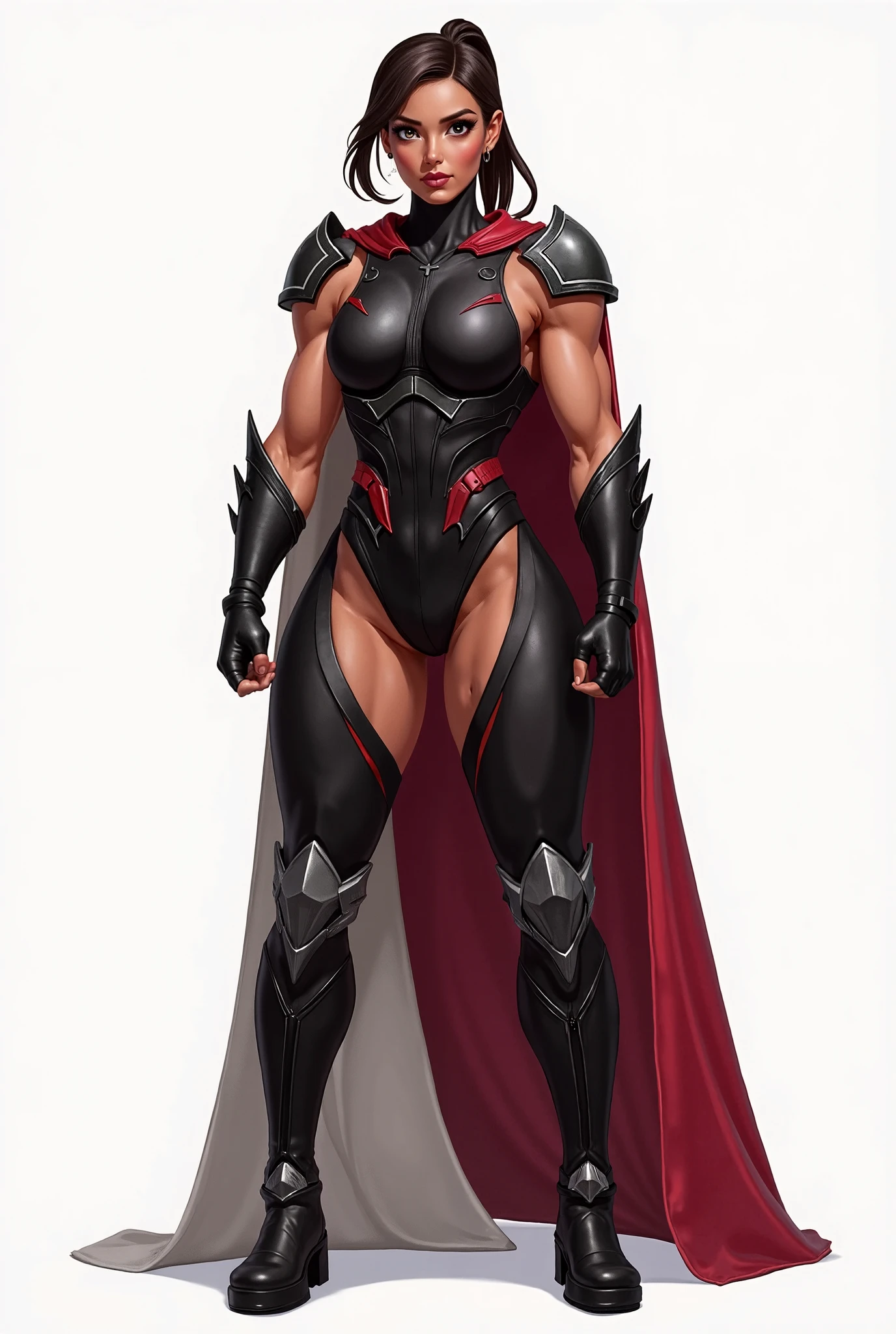 Scarlet Witch from Marvel, big breasts, frontal, full-length, looking at the camera, facing the audience, standing pose, simple background, three-dimensional light, detailed full-body concept, sleek digital concept art, beautiful full-body concept art, art trend, CGsociety full-length,