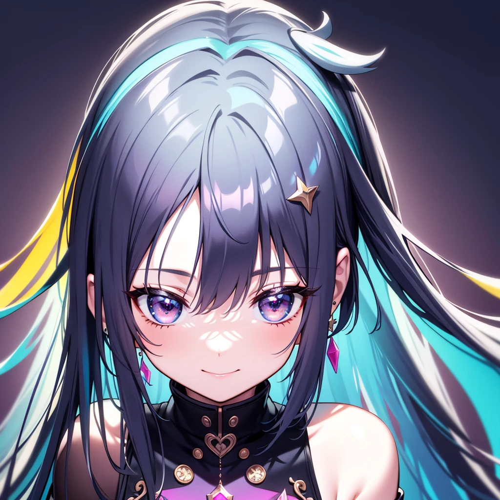 Anime girl with black hair and colorful dress, rossdraws pastel vibrant, rossdraws cartoon vibrant, anime style 4 k, Beautiful Anime Portrait, artgerm colorful!!!, ! Dream ArtGerm, Beautiful anime girl, digital art in anime style, anime art wallpaper 4k, anime art wallpaper 4k, digital anime art, Very detailed ArtGerm, Simple background