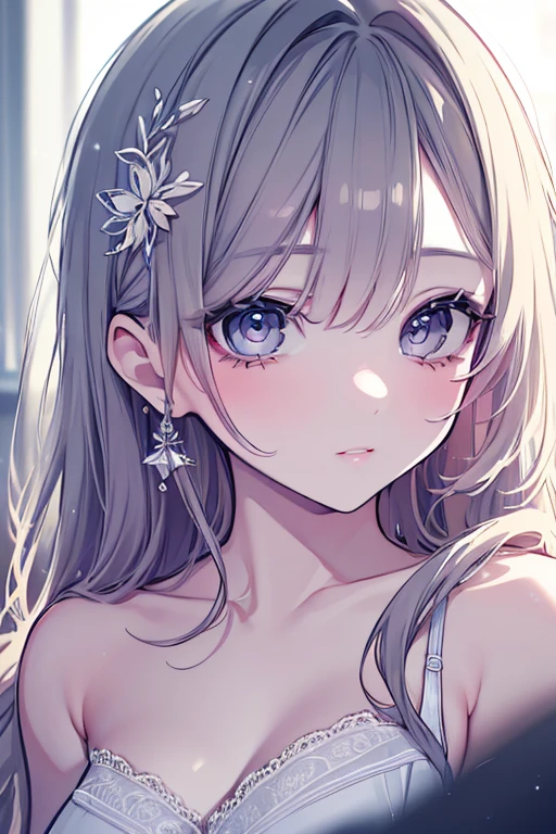 (masterpiece:1.3),(high quality:1.2),(finely detailed:1.2),(beautiful eyes:1.5),star-shaped pupil,portrait,stick out your tongue:1.2,Bare midriff,solo,bule eyes,embarrasse,Long white haird,lustrous skin