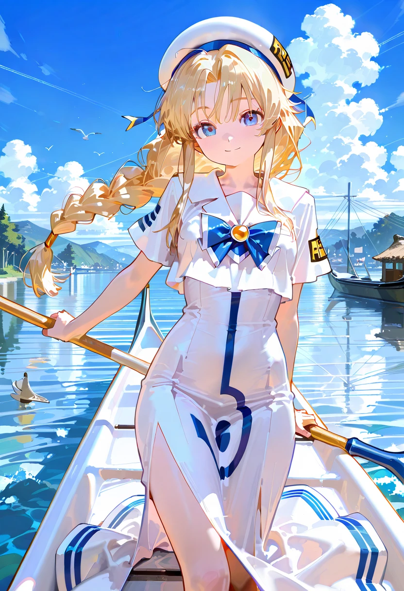 ((masterpiece)), (((best quality))), ((ultra-detailed)), ((illustration)) ,girl, boat, water surface, whirlpool, milk