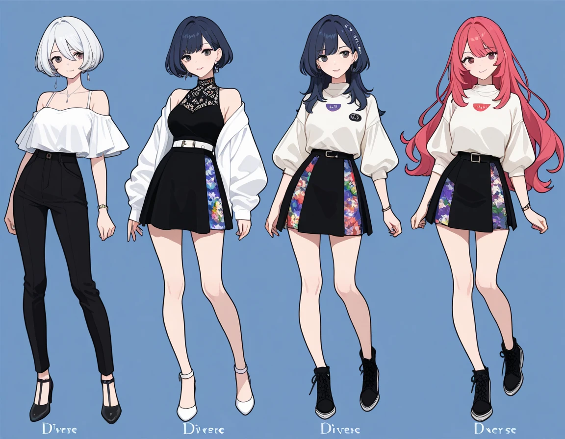 ，Socks，Black skirt，White top，Fashion leather shoes， Popular colors，（Character Design Sheet，front，retreat，side，Same role），Background is ，Red short hair，small，，thick eyebrows, Big breasts, Thin waist，Pretty redhead，（masterpiece），（（best quality）），（Super detailed），Big breasts girl，（beautifuleye beautiful detail green eye，Clean and delicate face，Five fingers，Fabric blackout curtains，Anatomically perfect
