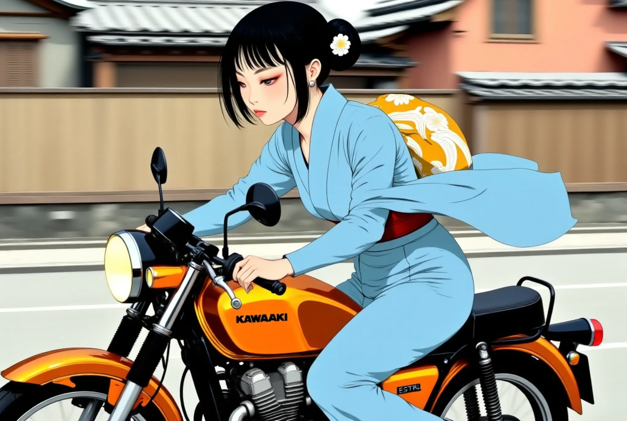 Samurai Spirit on Two Wheels: Kimono Rider Through Edo