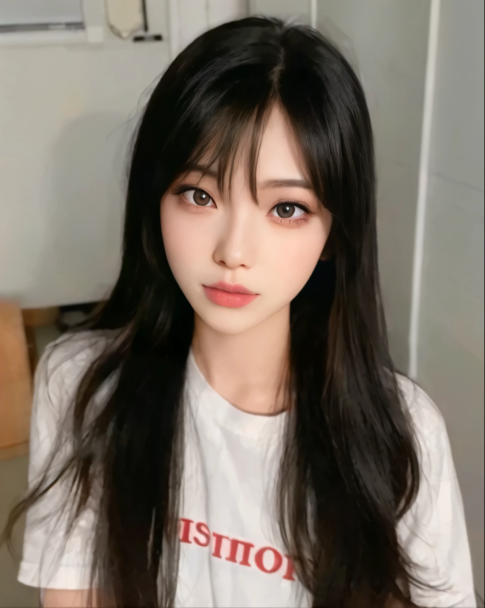 arafed woman with long black hair and a black top, cruel korean goth girl, portrait of jossi of blackpink, ulzzang, made with anime painter studio, 1 7 - year - old anime goth girl, realistic anime artstyle, painted in anime painter studio, sun yunjoo, 奈良美智