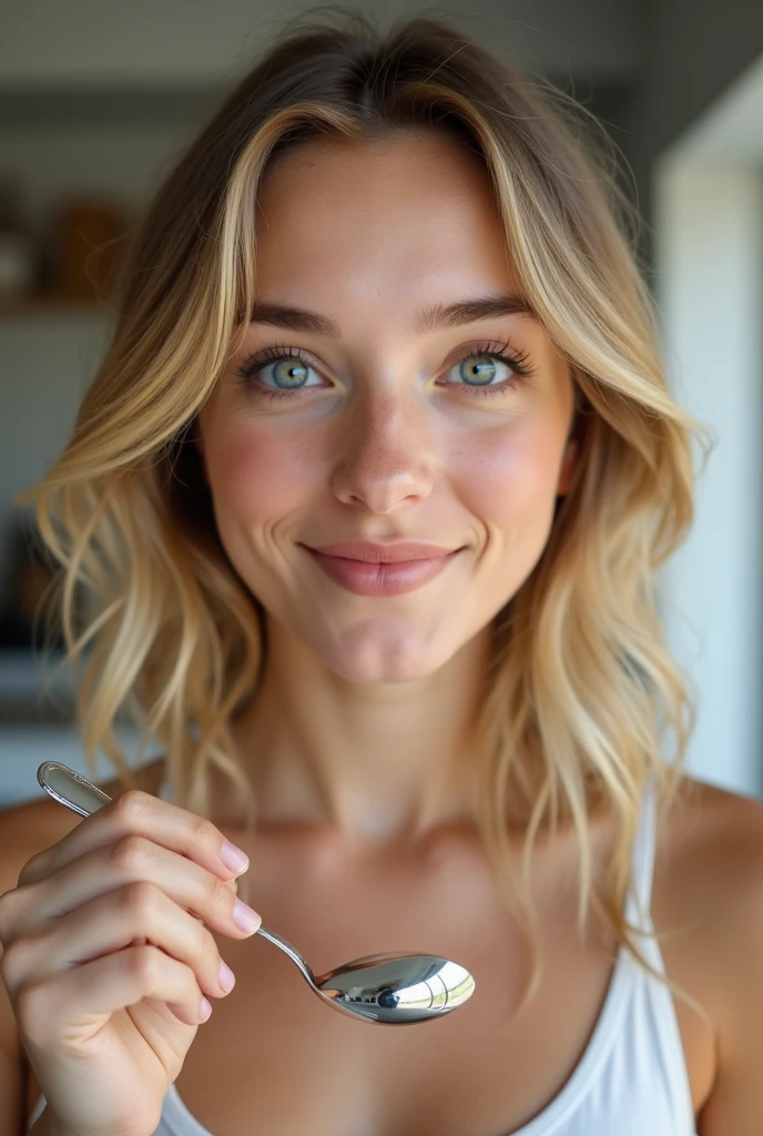 photo of a skinny very old wrinkly-faced faced mature blonde messy long hair thrown into a messy bun ponytail. She wears: (turtleneck soft high ribbed bright red super tight sweater:1.1), submissive seductive pose, high tight ribbed neck, seductive smile, perfect fake tits, horny eager granny, teasing sexy old lady, cum on her face, drenched in cum facial