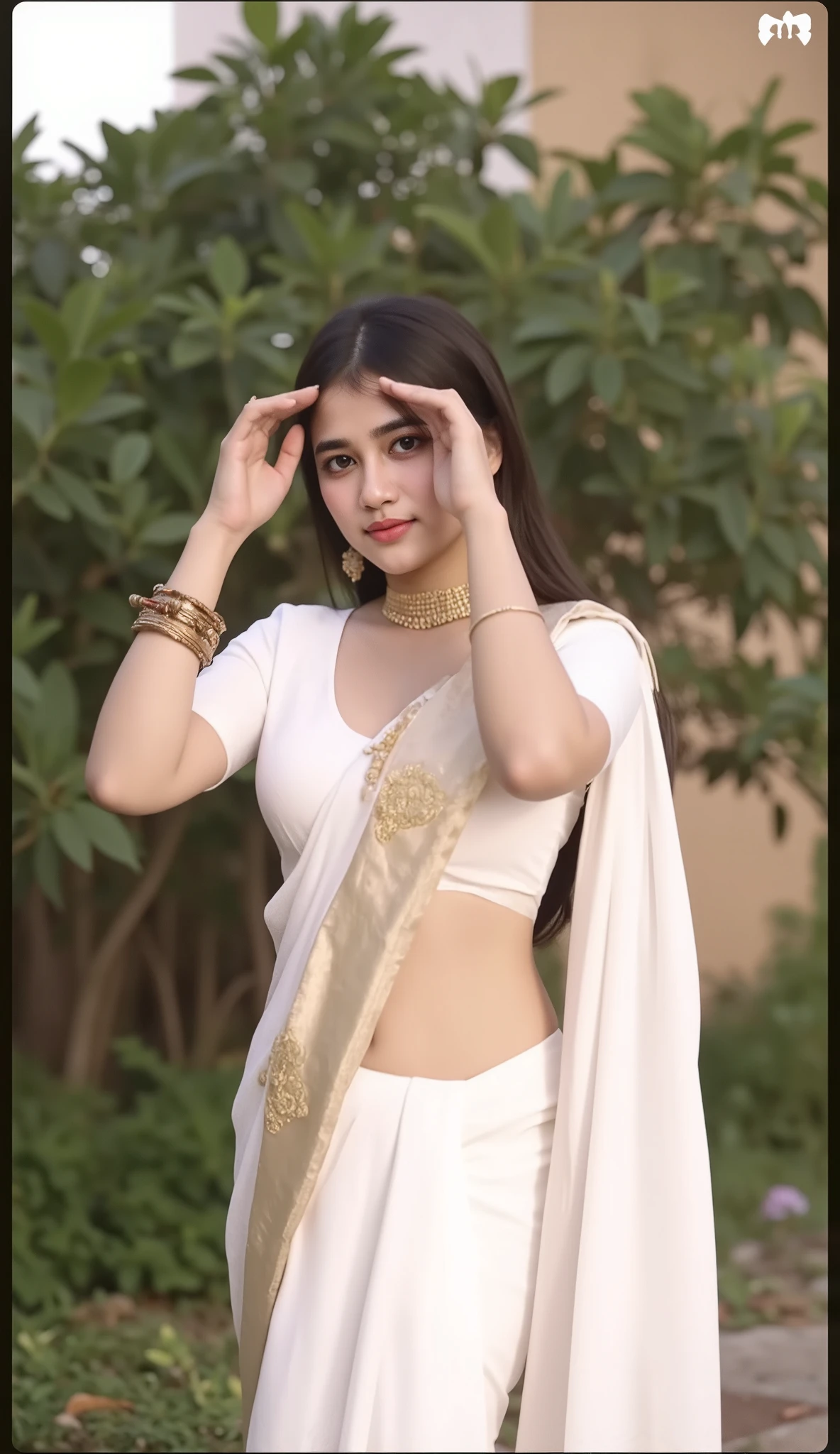 A 20 years indian cute girl photo with traditional sari dress