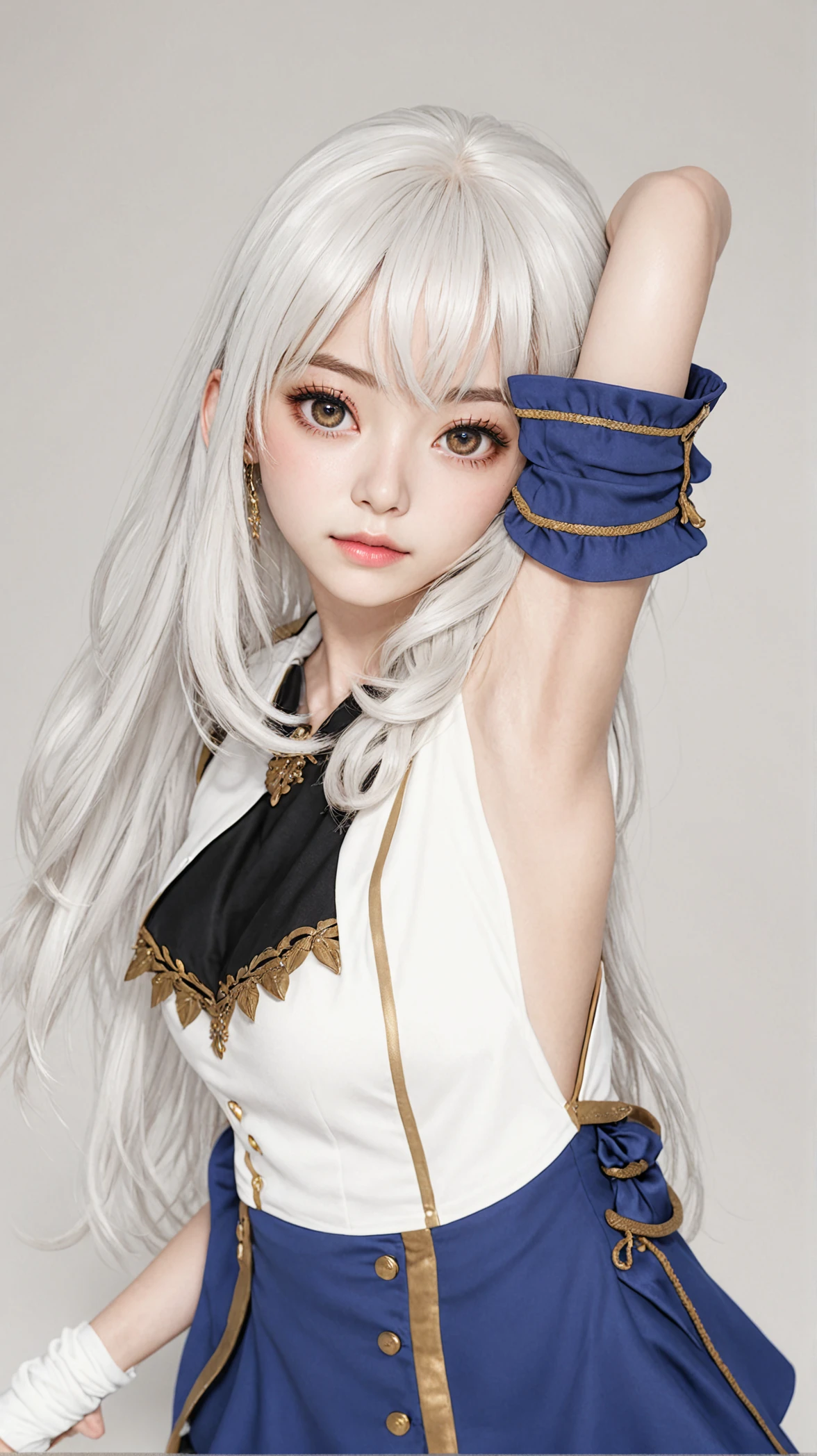 Masterpiece, 1 beautiful girl, detailed eyes, swollen eyes, top quality, super high res, (Reality: 1.4), cinematic lighting, Japanese, Asian beauty, Korean, very beautiful, beautiful skin, slender, body facing forward, (super realistic), (high res), (8K), (very detailed), ( Best Illustration), (beautifully detailed eyes), (super detailed), (wallpaper), detailed face, bright lighting, professional lighting, looking at viewer, facing straight ahead, neat clothes, short hair, white hair, pureerosfaceace_v1, 46 point slanted bangs, hotel room with morning sun in the background, window The background is a hotel room with the morning sun shining through the window, a clear ocean outside, and an angle from the waist up, red eyes, black pantties