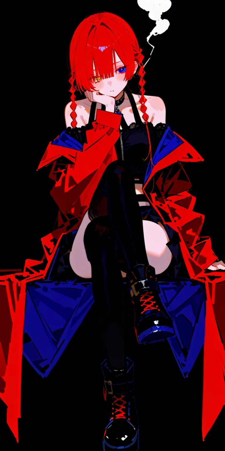 a female demon,Ropes and chains in the hand, white backgrounid,Red all over,Black-white-red design, August limbs, offcial art, concept-art, plan,Size,A three-sided setting diagram of characters,infography,Patent schematic,Fine style