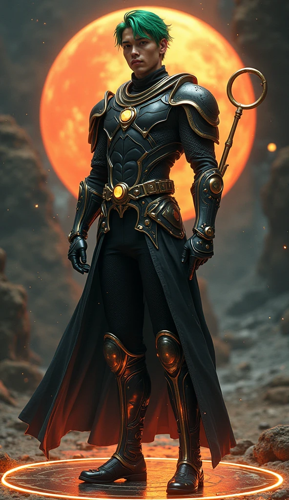 I want a mash of dr doom and iron man with a black background and his face is not loocking clearly and some fire add on a image and he is sitting on his hours 

