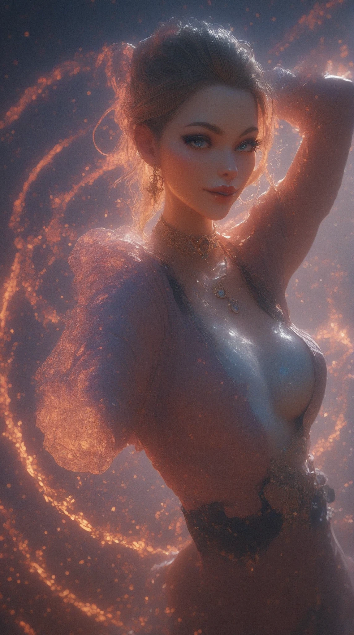 ((1人の女性)), (nsfw:1.2), Open clothes, Hand-held clothing, torn open, The tip of the chest is exposed, (Highly detailed CG Unity 8k wallpapers), (masterpiece), (top-quality), (ultra-detailliert), (The best illustrations), (Best Shadows), (realisitic), (PureErosFace_V1:0.5), lensflare, (depth of fields), (natural soft light), 超A high resolution, (eye detailed), A charming smile, (brunette) , (((Transparent Sexy Night Dress))), (exposed breast), 26 year old、(((In the pond in the night sky)))、Girl with flowers in her hair and hair, Pictures of realistic and cute women, beautiful gorgeous digital art, beautiful fantasy art portrait,beautiful digital painting, Beautiful digital art, beautiful anime woman, Gorgeous Digital Painting, Elf long woven brown hair, Beautiful portrait, gorgeous digital art, brown flowing hair、pink dress、