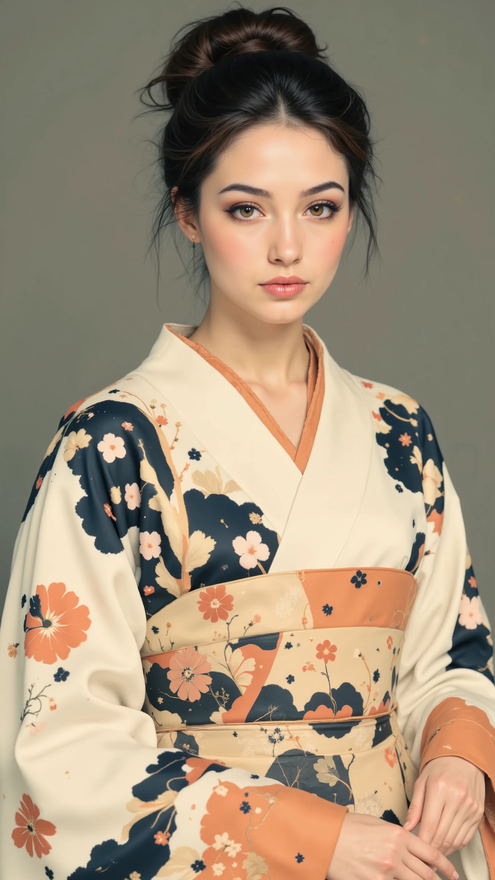 Vexel art, flat, minimalist: woman with kimono