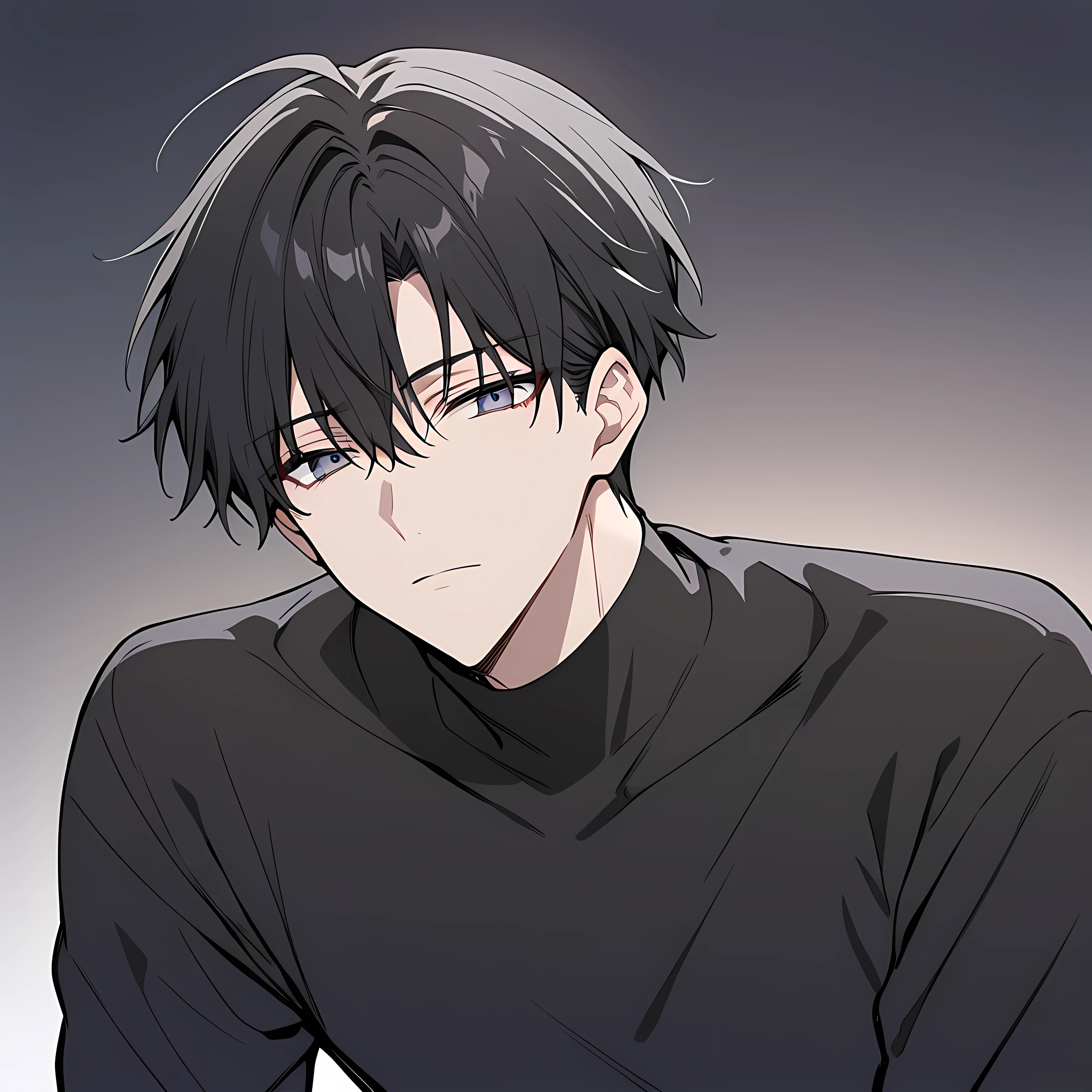 anime boy, handsome, black hair, 