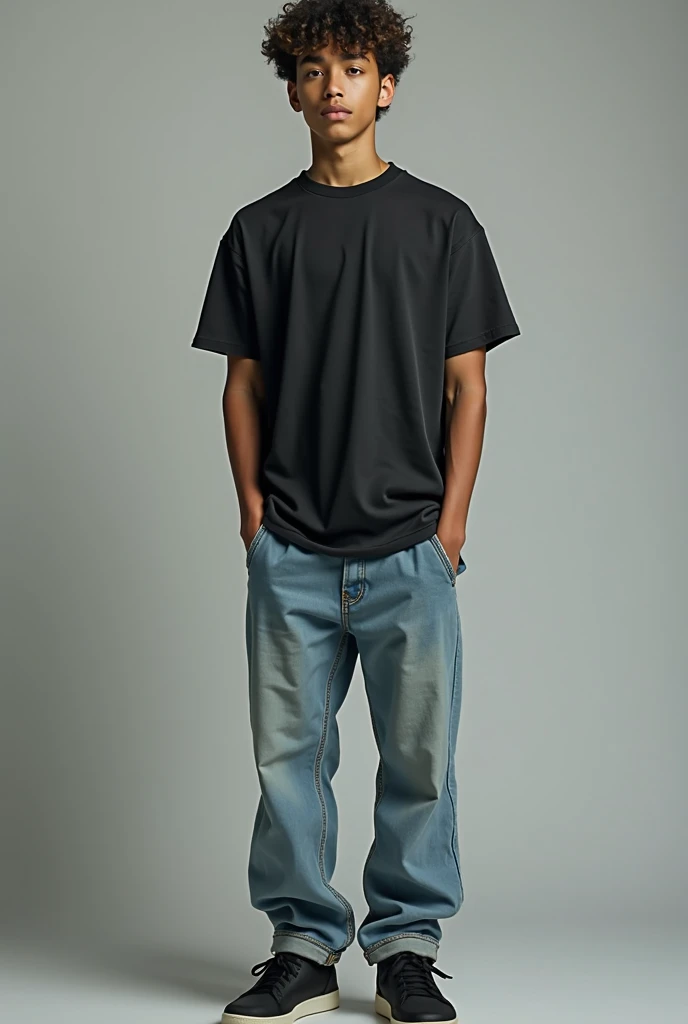 Your age of 18,  yellow-brown brown color , man,  loose jeans with a black t-shirt and black sports shoes , with curly black hair with a cm long lowered on the sides, straight nose,  normal-sized eyes of black color with long eyelashes ,  with large teeth and a mandible marked with thin and dark lips,  who has a height of 1 .72 cm ,  shoulder width and thin with a body mass index of 19.0, with dark circles, without a beard or mustache with deep sunken cheeks, A little cool that I'm with a girl with light cream skin,  brown hair that reaches the height of her breasts with layered cut , with a height of 1. 50cm with a body mass index of 19 . 0 her eyes are brown and big a little round with long eyelashes ,  with slightly thin eyebrows and dark brown with a pink dress that he sees her with eyes of falling in love 