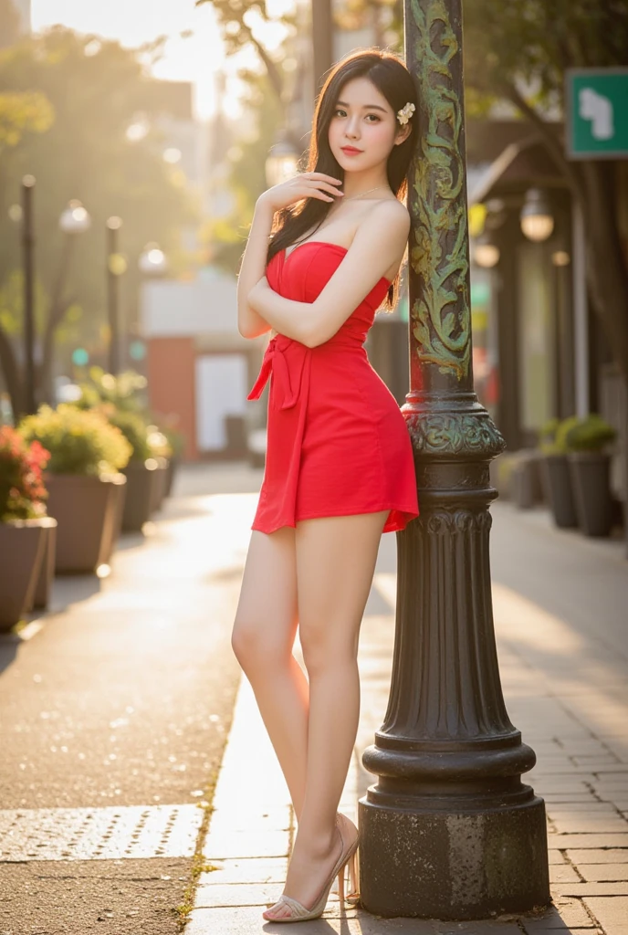 The beauty of 8K RAW photography:2.0, Japanese women, short hair, Beautiful face and dark eyes, Look down, Looking at the audience:1.5, Big smile, Wet Hair, Small Top, Ultra-realistic pantyhose:1.3、(Red dress:1.2), Glowing Skin, Spread your legs wide, Realistic:1.9, Very detailed, Full Body Shot:1.2, High-resolution RAW color photos, Professional photos, Shot on a bridge at night, Sexy portrait of a girl