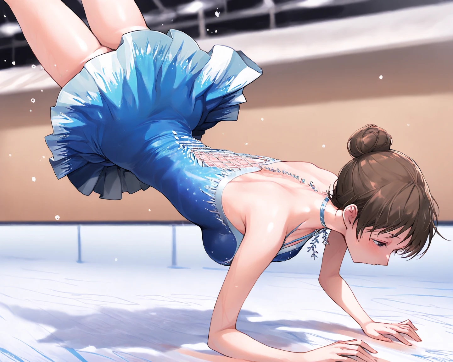 masterpiece, (textured skin), best quality, gorgeous beautiful girl, (a female rhythmic gymnastics athlete), detailed clothes,large breasts,narrow waist,, (beautiful face), cinematic lighting, (at rhythmic gymnastics venue ),