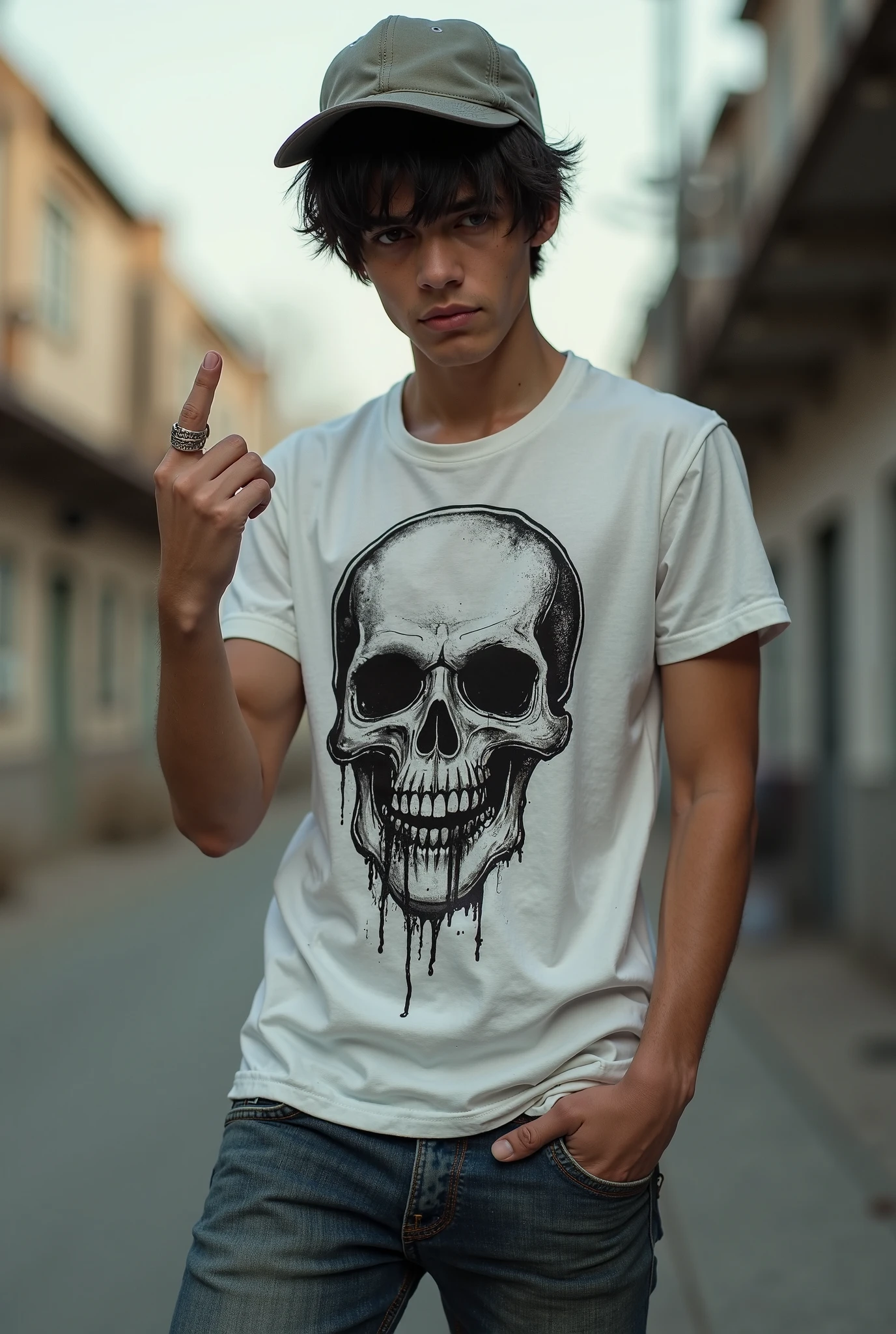 Printed T-shirt Skull Image Vector, Dark style image, Image painted in artistic style, image with white background volumetric lighting, Black and white color image, 24K