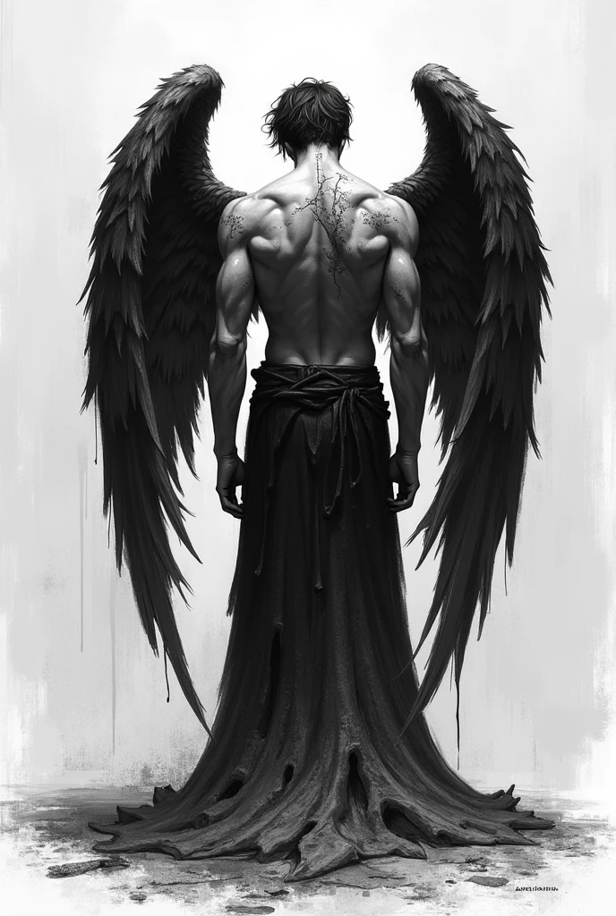 Black and white fallen angel male