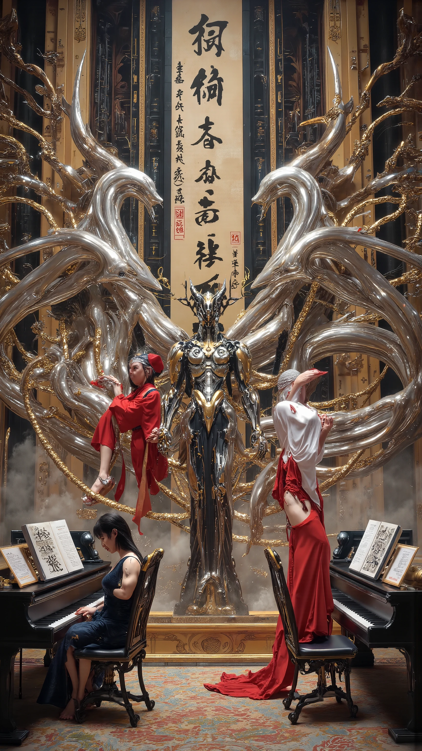  using a super visual effects engine to post-render ， Super commercial giant movie ， Super promotion version Beautiful giant poster 。（Concentrated computing power ，The ultimate use of screen space ，Using a unique and unique design ，by镜头语言隐喻、Metaphor 、, created a pair of ：1.8），（超多花样赛博Fun饰品， Invisibly coding ， makes the picture match 14 + review requirements ：1.8）。 Master Composition 、 creative design layout 、 super long body and drastic changes curve 、by几何图形拼接诸多创意要素，by特种镜头多horn度拍摄、 multiple scenes ， Clean Picture ， bright color ，hdr，（Super real、 super detailed、Super complex，Super-sharp 、 Super Visual Effects Engine secondary rendering 、 super high quality output：1.8）。{（byClassical Aesthetics 主义为基础， characters ，Carefully crafted，by宝石、Metal、Liquid silicone 3D printing，让horn色们的外观拥有超现实调整修正后的视觉效果与realism：1.8），, they always （And elegant、solemn、pride：1.6），by（Integrated 、 precise connection 、 seamless nesting 、 conceal mysteries, level-level sexual characteristics and extraordinary sexual tension ：horn、tail、Tentacles、Wings、Feather、scale、nail、hoof、Prosthetics、fur、Chitin 、Pattern、Tattoo、, made a gorgeous appearance ：2)，（, a mini and cute dexterous flower fairy goblin ：1.6），她们常驻咖位主horn群像：（Integrated 完美融合精密嵌套无缝衔接的神话赛博生化雌性半人马，Half man, half horse, half man, half horse ：1.8）、（ The enchanting Elder Kraken ：1.6） The Mermaid Queen 、（ the mythical Sphinx cat lady：1.6）housekeeper、（ ：1.6） The Phoenix Witch ，（ and later rendered ：1.6）Ranger Scout 、（charm四射的粉红色魅魔：1.6） The dance troubadour ，（ More than five females ：1.6）福瑞horn色。 They all have ： Super long and beautiful body ，Real skin、 Muscle texture and texture ，Classical Aesthetics 、 Physiological perfection、Ergonomic structure 、 high-tech medical beauty 、 the world's top cosplay 、（ Conceals mysterious, masterful sexual characteristics and extraordinary sexual tension ：1.6）、Abundant collagen 、 ultra-low body fat percentage 、 golden ratio body、 multiple complex topography 、Super slim legs 、（ Super-Narrow Ribs and Waist ：1.4）、Beauty、Colorful、 Blonde 、Tear mole、 Monster level sexual characteristics 、, including the Succubus Dancer with an extraordinary sexual tension }。史诗级的宏大制片场景内包含多种horn色和职业服化道，（ Ancient Egyptian mythology Sphinx cat lady ：1.6），horn色体态呈现出多种高超技艺设计动作，, perfectly blends sophisticated nesting and seamlessly connected cyber-biochemical women ， that transcends the limits of reality 、 seamlessly nested with mythological and legendary monster characteristics ， and ， multi-style architecture ， Xia Guang Rui Meng ， Piano, chess, calligraphy and painting ，The Legend of Baosha 。shineFire水晶脚环，charm，超级Dynamic，Smooth movement ， Elegant Posture ， long whip put away ， Illusory Aura ，Chic，Dynamic，New Chinese ornate costume ，solemn感与妩媚反差萌。 partner combination 、interactive、Innocence、shine、 multiple color light 、Fire、 ultimate color control 、Soft 、Ancient、 The Succubus dancer with a grand mood 、Fun、 surrealistic 、Shadow God Map 、、 inspirational idea 、realism、 plot screen 、Prize-winning entries 、 ergonomic creations 。（被虚化的星空中超极巨构体logo上shine光芒的古老符文：1.6）。＜centaur concept>，。