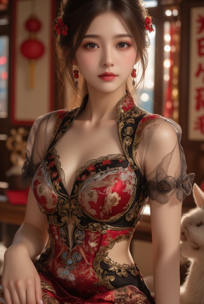 ((masterpiece:1.4)、(top-quality:1.4)、(reallistic:1.7))、masuter piece:1.4、(Top-of-the-line rendering:1.4)、Ultra-realistic portrait of a beautiful Martian queen、Super beautiful girl queen、((1girl in:1.4))、Shiny natural skin texture、(Gorgeous Brilliant Queen Costume:1.4)、(An outfit that emphasizes beautiful breasts:1.4)、age19、(Cute tattoos:1.4)、(Perfect female body:1.4)、Portrait photo of a girl、(standingn:1.4)、(Upper body photo:1.4)、Fantasyart、Soft front light、beautiful countenance、Beautiful udder、large full breasts:1.2、Sexy ass、A detailed eye、Beautiful and attractive eyes、beautidful eyes、Narrow waist、beauty legs、Raw photo、red-lips、Red high heels、(tiarra:1.4、a choker:1.4、a necklace:1.4、耳Nipple Ring:1.4)、1 screen display、Under the Martian Moon、A super beautiful queen standing in the square of the royal palace