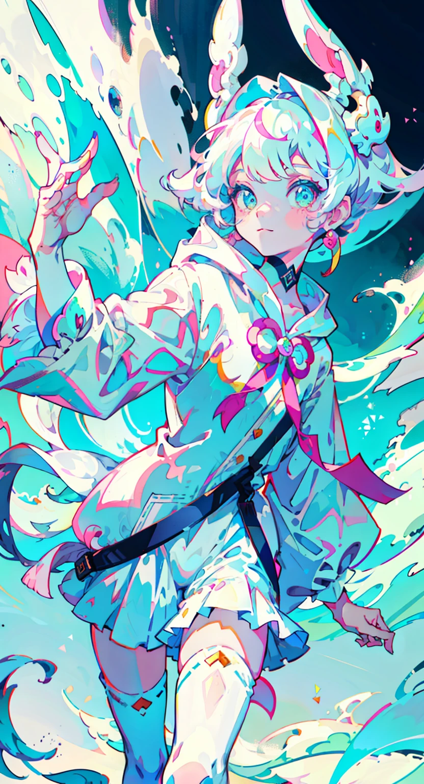 girl in white long hair, cute, cool pose, selfie, masterpiece, highly detailed, best quality, sharp focus, soft lighting, limited color palette, pastel colors, cute, ((kawaii)), pale white skin,
(Panchen: 1.3), smile, solo,
white hoodie, white panties,
white eyes, (pink hair: 0.6), (white hair: 0.8), (gradient hair: 0.6), short hair, Bratis