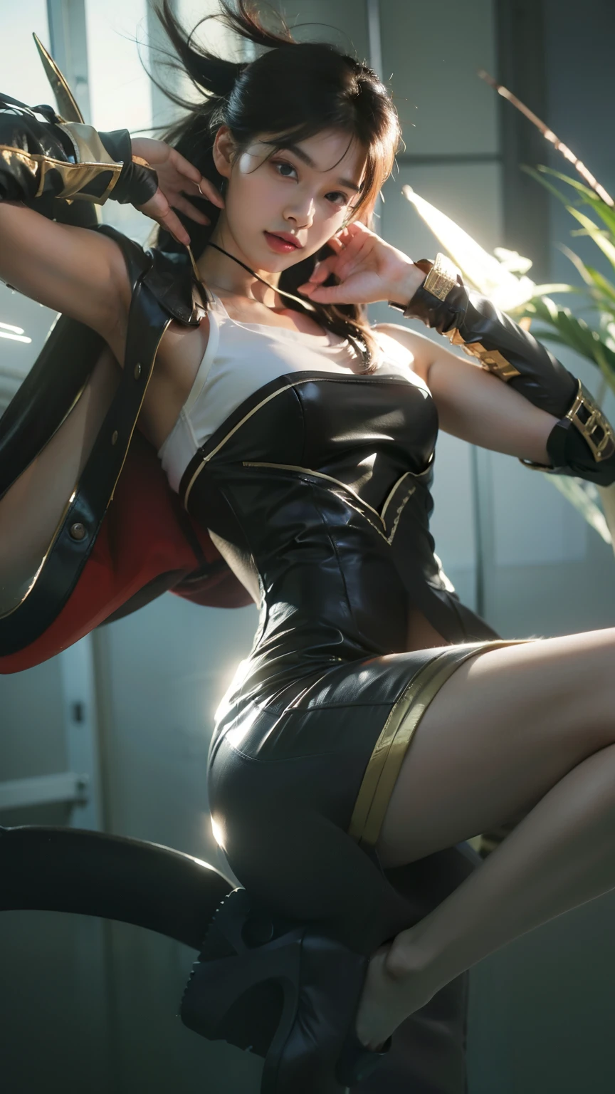 ,((Wearing a torn sheer costume of a superheroine)),(, No bra)), Wet crotch, Wet thighs, Beautiful girl with accentuated slender abs: 1.4, (((nipple tips protruding, areola is protruding, The shape of the pubic region is clearly visible)), sixpack abs: 1.4, Bust Botox, Photo, Sharpness, Unique 850 4, Koda850 k portrait camera, F1.6 shots, Ultra-realistic textures, Spectacular light textures, Cinestil 800 Fashion Mechanics, (futuristic sci-fi battle fashion: 1.1), (tied perfectly by chain), Restraint, Slaves, collars, ((wide prison with sunlight)), Dark fantasy, Realistic material details, extreme hight detail, Ultra-realistic materials ((Torn costume))), Wet, Cloudy, (Chained)), ((big emphasized by chains)), ((chains digging into crotch)), ( (Collar)), (, No bra), shredded costumes, broken golden shields and battle spears,, White combat gloves, Combat shoulder armor, Blood splattered on the face, Blood splattered, Realistic, (Bruises, Dirty, ripped clothing, skimpy clothing, Blood: 1.3), Torn Cape, Torn pantyhose, Long legs, ((iron pipe in the crotch)), Metallic shackles and fetters, ((chains hung from heaven)), Wet crotch is clearly visible, Swarovski's sword and the anatomy beneath his feet, (futuristic sci-fi battle fashion, Torn mesh stockings),The camera looks up