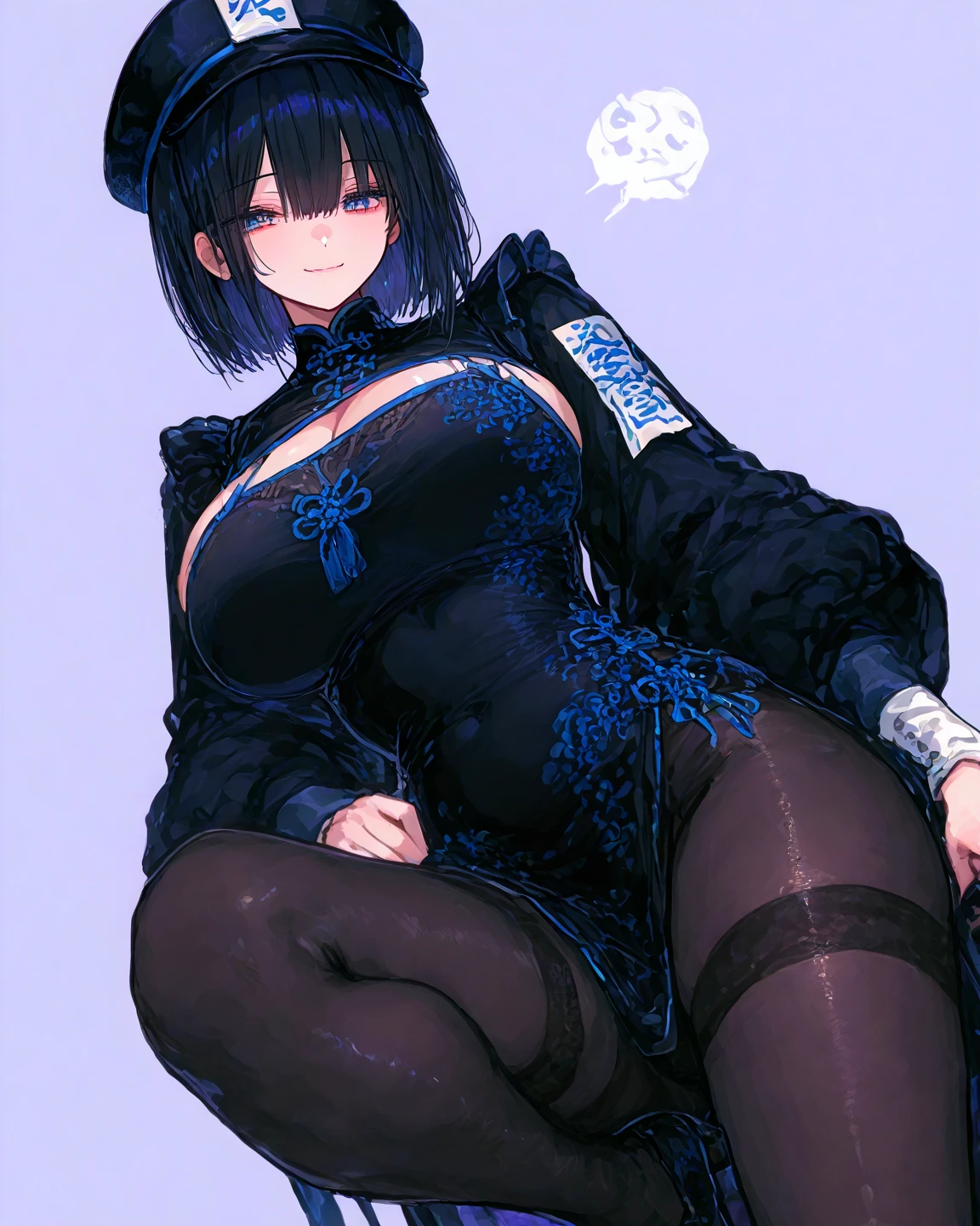 1girll, 独奏, , plumw, (Be red in the face:1.2), sit on a bed, (cum on facial:1.4), with her mouth open, (looking from above, angle of view)