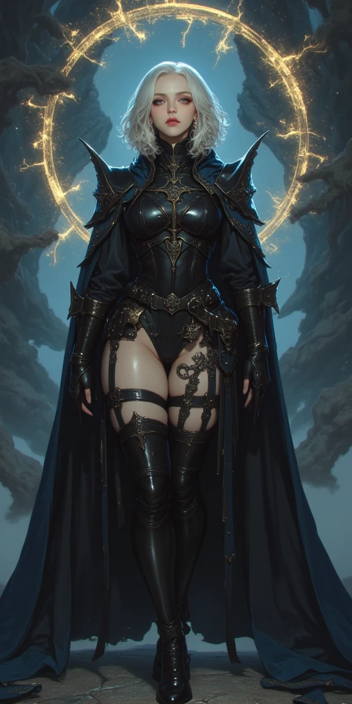 full body fantasy image medieval beauty sensual sexy viking goddess controlling a complicated extraterrestrial alien machine long black hair blue eyes white skin tall graceful long legs pipes gears smoke steam 3d elaborate apro details twilight foreboding gloomy futuristic