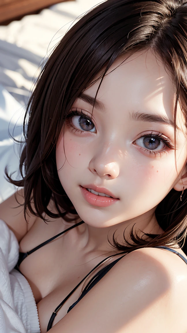 (8k, RAW photo, highest quality, masterpiece), high-resolution RAW color photo, shortcut, full body, no body movement, professional close-up photo, dynamic fist pump (Realistic, Photorealism: 1.37), (Best quality), (Best shadow), (Best illustration), Clavicle ((Large)), ((Erotic, Sexy, Ultra HD, High quality CG integrated 8K wallpaper, Physically based rendering, Movie lighting), Best image quality, great details, ultra high resolution, (realism: 1.4), best illustrations, (maximum resolution: 1.2), (ultra high resolution: 1.2), cinema lights, 8K resolution, beautiful eyes and skin, detailed Face, Perfect Style, Cute Face, Accurate, Anatomically Correct, Highly Detailed Face and skin texture, ((Best Quality, 8k, Masterpiece: 1.3)), Sharpness: 1.2, Perfect Body Beauty: 1.4, big breasts, slim abs: 1.2, , blushing, clouds in the sky smiling at the viewer, chest, blushing cheeks, hair flowing . She should wear a crop top and shorts. The art style is It should resemble an attractive anime style. For image quality, please give preference (best quality, 4K, 8k, high resolution, masterpiece:1.2), highly detailed, and (realistic, photorealistic , photo-realistic:1.37) rendering. To enhance the visuals, add HDR, ultra-high resolution, studio lighting, ultra-fine paintings, sharp focus, physically-based rendering, highly detailed descriptions (one girl ), (Sexy Look:1.5), (Flat Chest:1.3), (Highly Detailed Eyes, Highly Detailed Face), (Surrealistic, High Resolution), (Best Quality:1.4), ( Super High Quality), Real Skin Texture, RAW Photo, (Realistic, Photorealistic:1.37), Highly Detailed, Professional Photography,