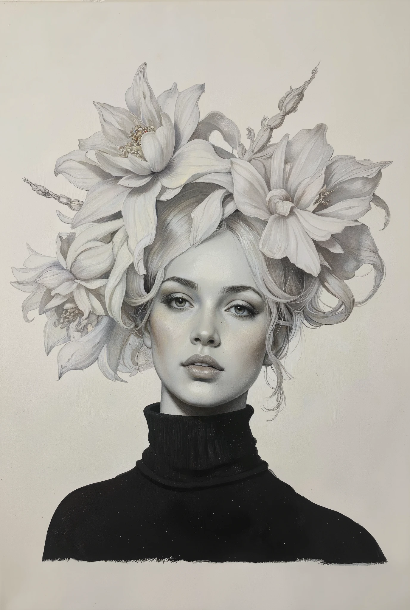 Highlight the face and color the birds and modify the background