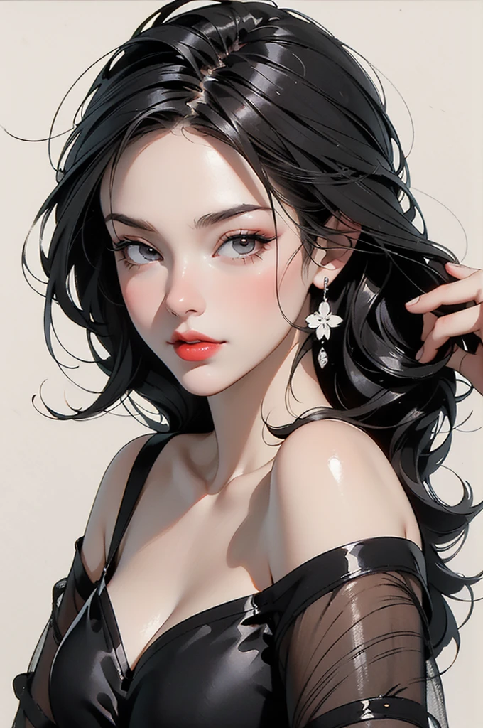 Close-up of a woman with a black background and a black, Elegant digital art, In the style of digital illustration, Elegant digital painting, Digital Paintingのスタイルで, # The best digital paintings ever, #The best digital paintings ever, StyleDigital Painting, Portrait of Emma Watson, Gorgeous Digital Painting, Digital cartoon painting art, Digital Painting