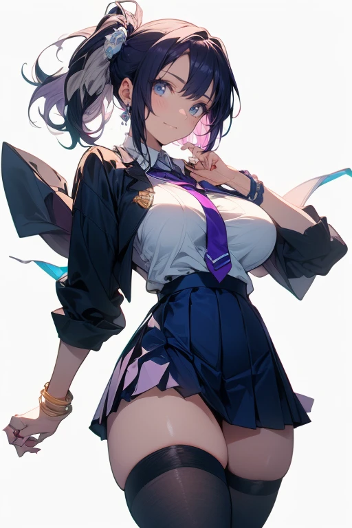 Beautiful illustrations, highest quality, Cute Woman、Clear Face、blush、Perfect hands、Thighs、(Perfect Face:1.1), Beauty、Large Breasts、Dark Skin、uniform、Sailor suit