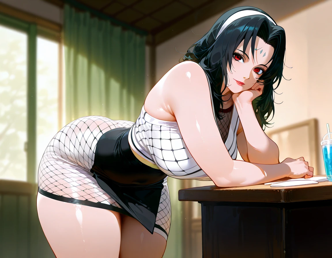 Masterpiece, Best quality, Realistic, Photorealistic, Great lighting, Ultra-detailed, Dynamic Angle, Perfect face, (Bright lighting:1.2),Beautiful detailed eyes, Extremely detailed face, Perfect lighting,
1girll, Black double tail hair, Glasses,
White nurse costume, white nurse hat, Stockings, High-heeled shoes, ((Black panties, Carmelto)),
composition looking up from below, Room, Bed, (M legs, crouched), lifting up skirt,
Sweaty, Wet body, Navel out, Thighs sticking out, buttocks, Large of breast, Slim, Slender, Translucent body, Transparent, Embarrassed expression, Blush,