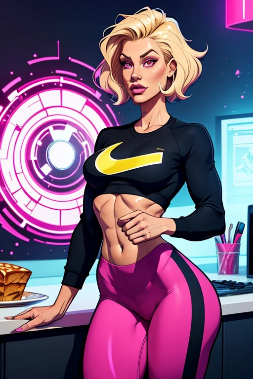 cartoon, beyonce holding an apple inside a futuristic spaceship, best quality