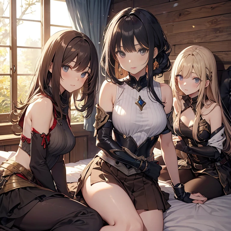 6+ girls, multiple girls, torn clothes, torn skirt, white panties, big breast, closed eyes, pile of corpse, landscape