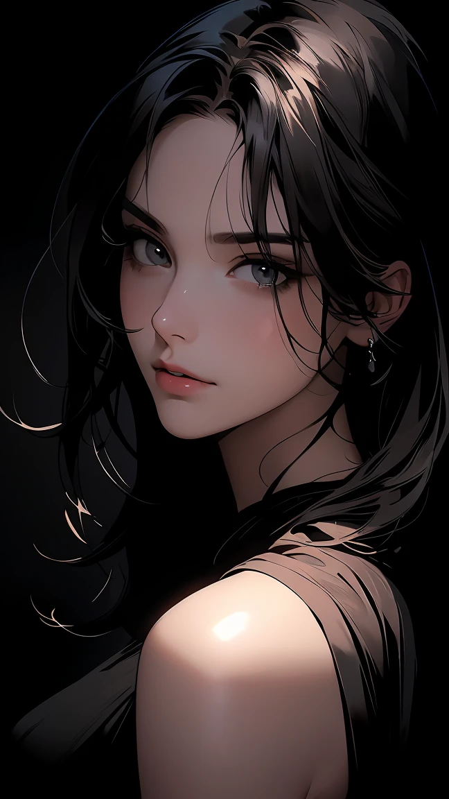 highest quality, epic realistic, ((in the pitch black darkness :1.4)), ((portrait:1.5)),(background: dark ) high contrast ,glorious picture, lowest lux, lighting face, she's comfortable, dark plain shirt, looks incredible, (8k, Raw photo, Highest quality),(epic realistic:1.5), a woman, face,(detailed eyes:0.8),(looking at the camera:1.4), (Highest quality), ( high contrast, deep shadows),Intricate details,cinematic,((skin:1.4)), (long dark hair:1.3), long hair, messy ,(Hdr:1.5),Detailed, colors, Superior quality, ( starry sky: 1.4), Masterpiece, Raw Photo (20-year-old, looking at viewer), beautiful, (wearing dark shirt,), perfect, natural, perfect composition, portrait, perfect face, smiling expression, Captivating eyes, Bright details, Tight lips, (High Skin Detail),, (blue tint: 0.6), (sale: 0.8), (bloody: 0.7), Key lighting , (backlight: 0.5), Medium depth of field, Canon 5d, 50mm lens, f/4 apertures, (Ultra-detailed, Complex detail), sharp focus, soft colors, 8k, Absurd, 80mm, dark background, photography, smiling, pinay, filipina, small 