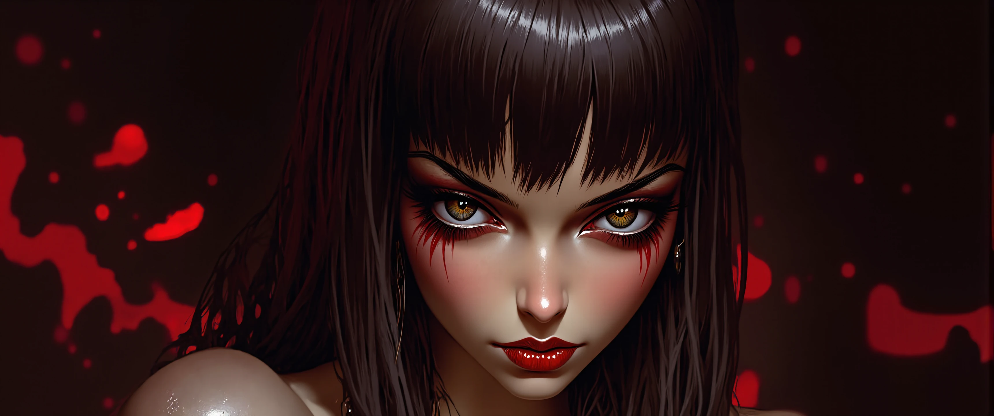 The sexy and dark art of seduction (art inspired in Bill Sienkiewicz). oil painting) (best quality,4k,8k,highres,masterpiece:1.2),ultra-detailed,(realistic,photorealistic,photo-realistic:1.37),intricate details,vivid colors,sharp focus,professional,Dave McKean artwork, oil touch of surrealism,oil painting style