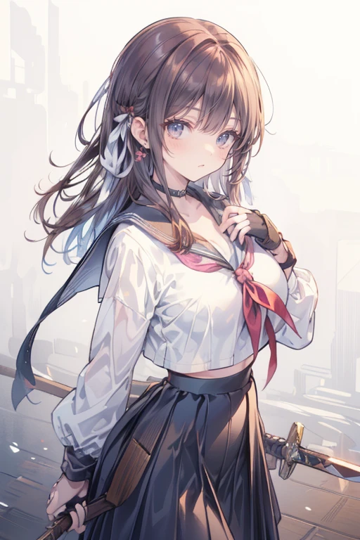 ((8K masterpiece,highest quality)), ultra high resolution, hyper detail, (1 girl), beautiful face, beautiful and delicate eyes,((red eyes)),Big eyes,shining eyes of light,thin and long eyelashes,detailed light,((brown hair)),((long hair)), ((twin tails)),big breasts,school uniform,hair clip,hair ribbon,blitz short skirt,white knee high socks,light pink panties, Panty Pose, panty shot, (grinning smile),embarrassed face,(please open your mouth wide),(classroom),stand in the center of the screen,blue sky with clouds, Nice views, rainbow in the sky, particles of light, daytime, sunbeam,gust of wind,sense of speed, cowboy shot