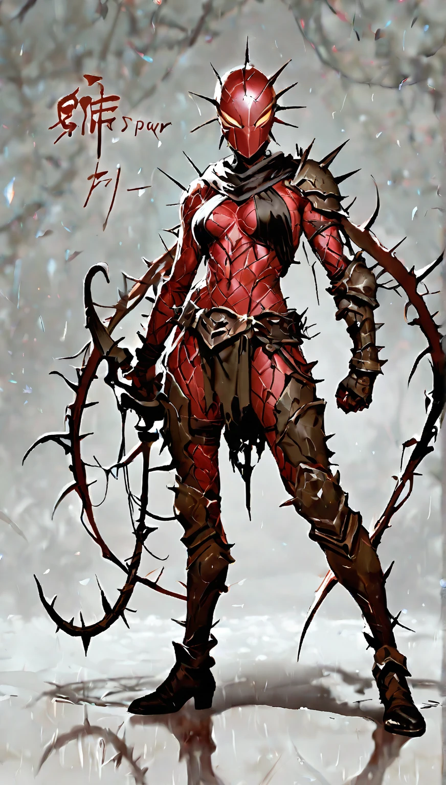 Megan fox as armored carnage, (red carnage skinless muscular bio-mecha armor:1.25), (mouth wide open, carnage style:1.25), (full body view:1.25), Realistic, Very detailed face and eyes, (masterpiece:1.1), (beautiful girl face:1.45)