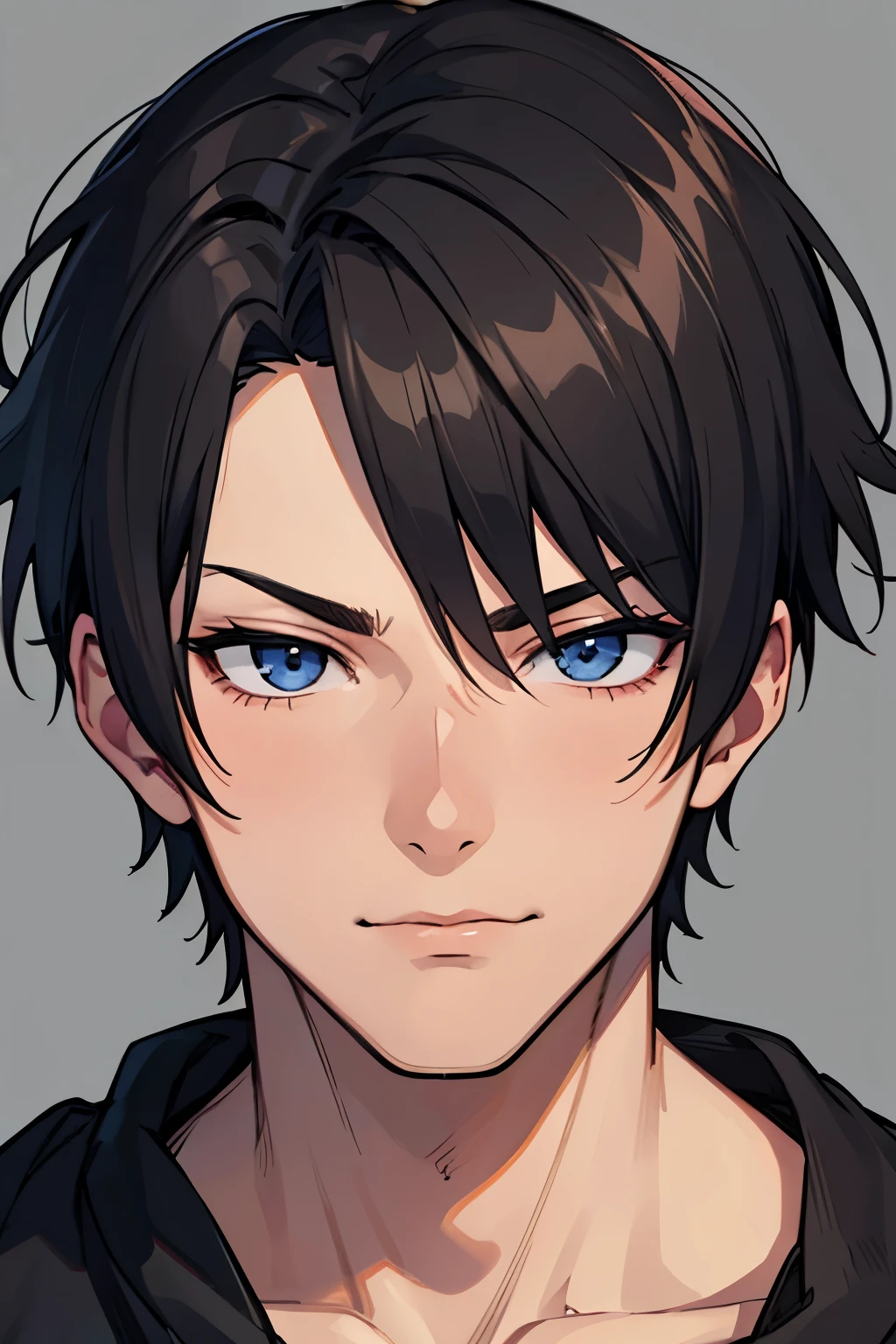 1boy, male_focus, in_the_face, emphasis_lines, black_hair