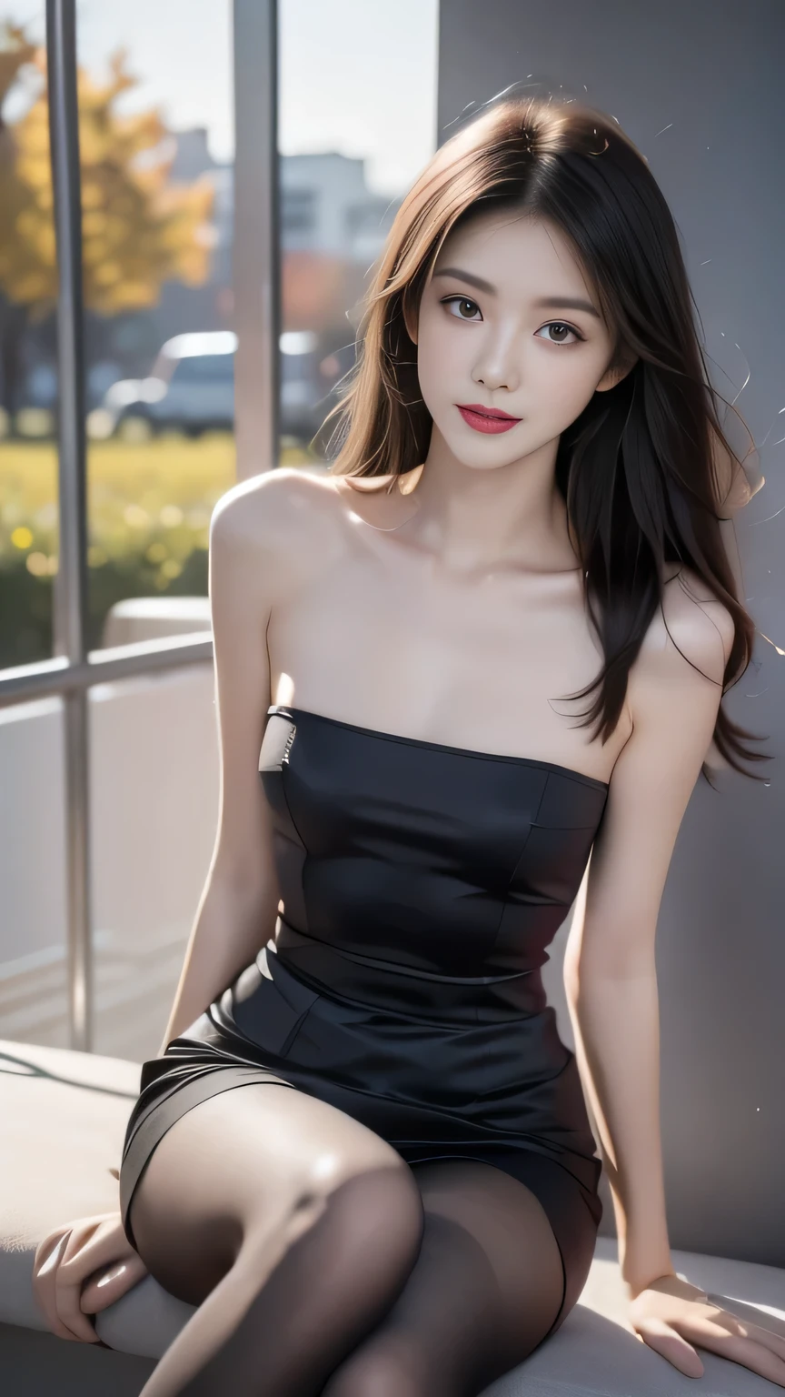 4K Ultra Resolution、Beauty、One Woman、Dark Brown Hair:1.1、Highly detailed face、Lips detail、important、(Eyes meet)、double eyelid、Princess Eyes、Beautiful Japanese Women、Beautiful Japanese Women、Sensual lips、Bewitching body、Bust size 82、Standing in an exciting pose facing forward with natural body balance、20th Generation、(21 years old)、far and near method、 A meticulous Japanese woman、Dress、Wearing a delicate, erotic and stylish black one-piece dress、Hair blowing in the wind、Important(The detailed numbers and shapes of hands)、I can see your chest、Crisp images、The delicate sparkle of the eyes、Outside, people are drinking tea on a small Western-style terrace.、Sit facing forward on a stylish chair、Beautiful breasts with detailed details、color々Hair style、Smiling with a nice smile、