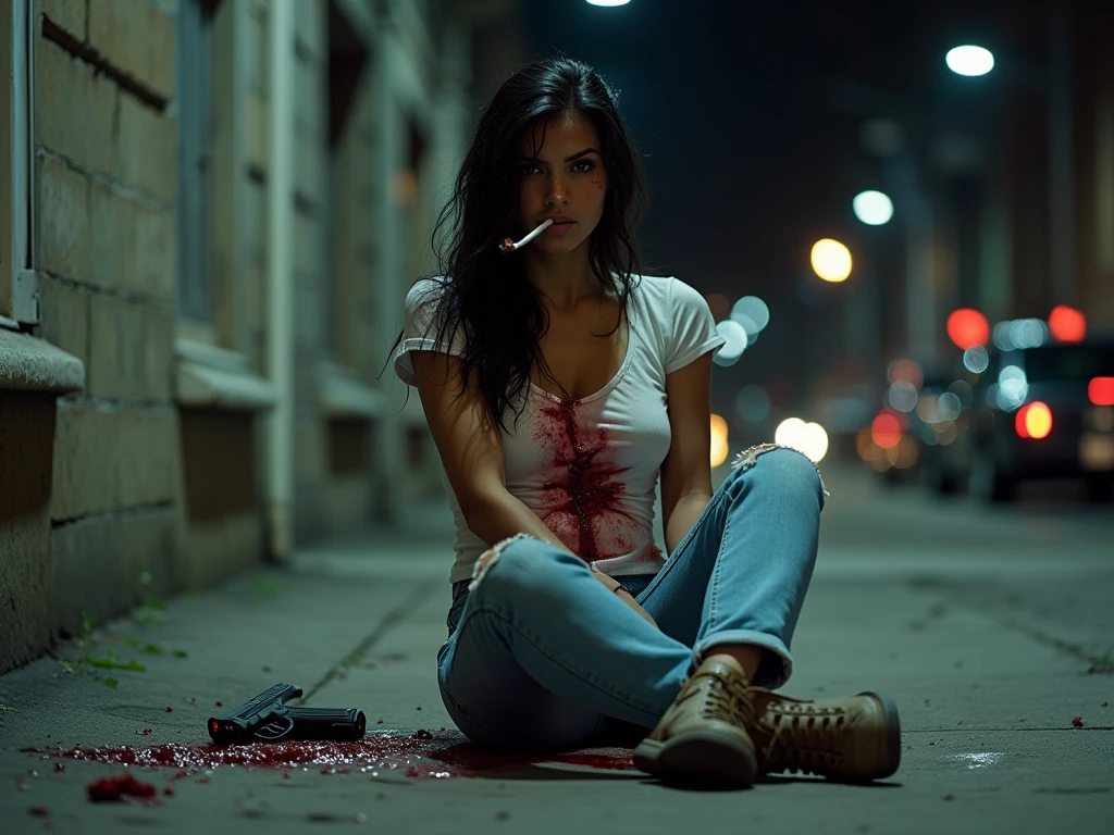 Andrea era alta, Slim build, su ropa era muy deportiva, jeans tenis y playera blanca. Esta convertida en zombie