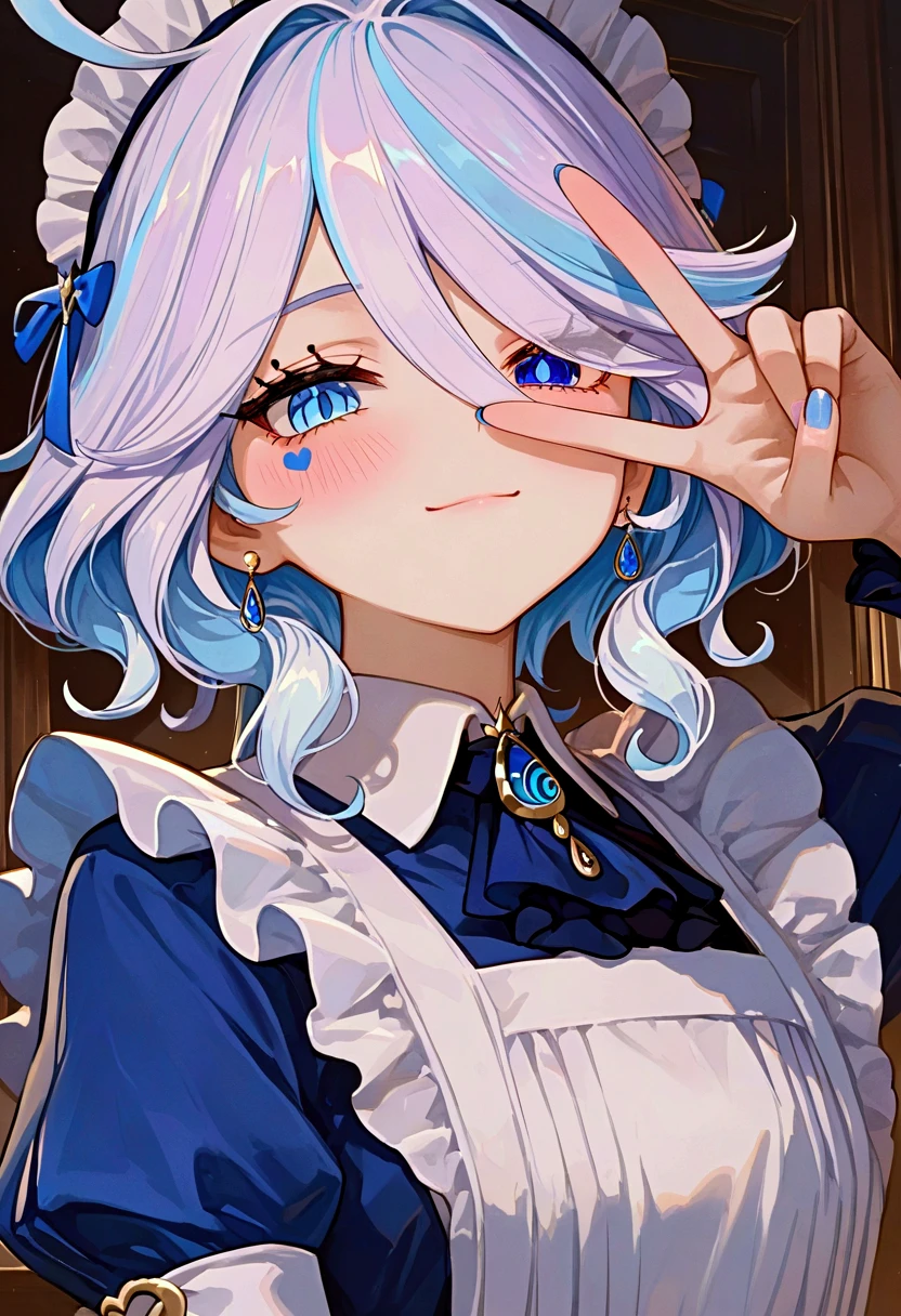 masterpiece,best quality, furina, crying, cute, genshin impact background