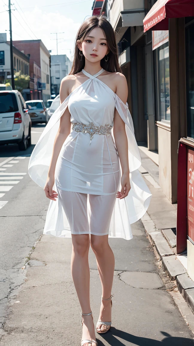 Sustainable Fashion Eco-friendly fashion made with renewable energy。Elegant outfits made from biodegradable materials and plant-based fabrics。High fashion items made from recycled materials。The background is the Paris Fashion Week runway。