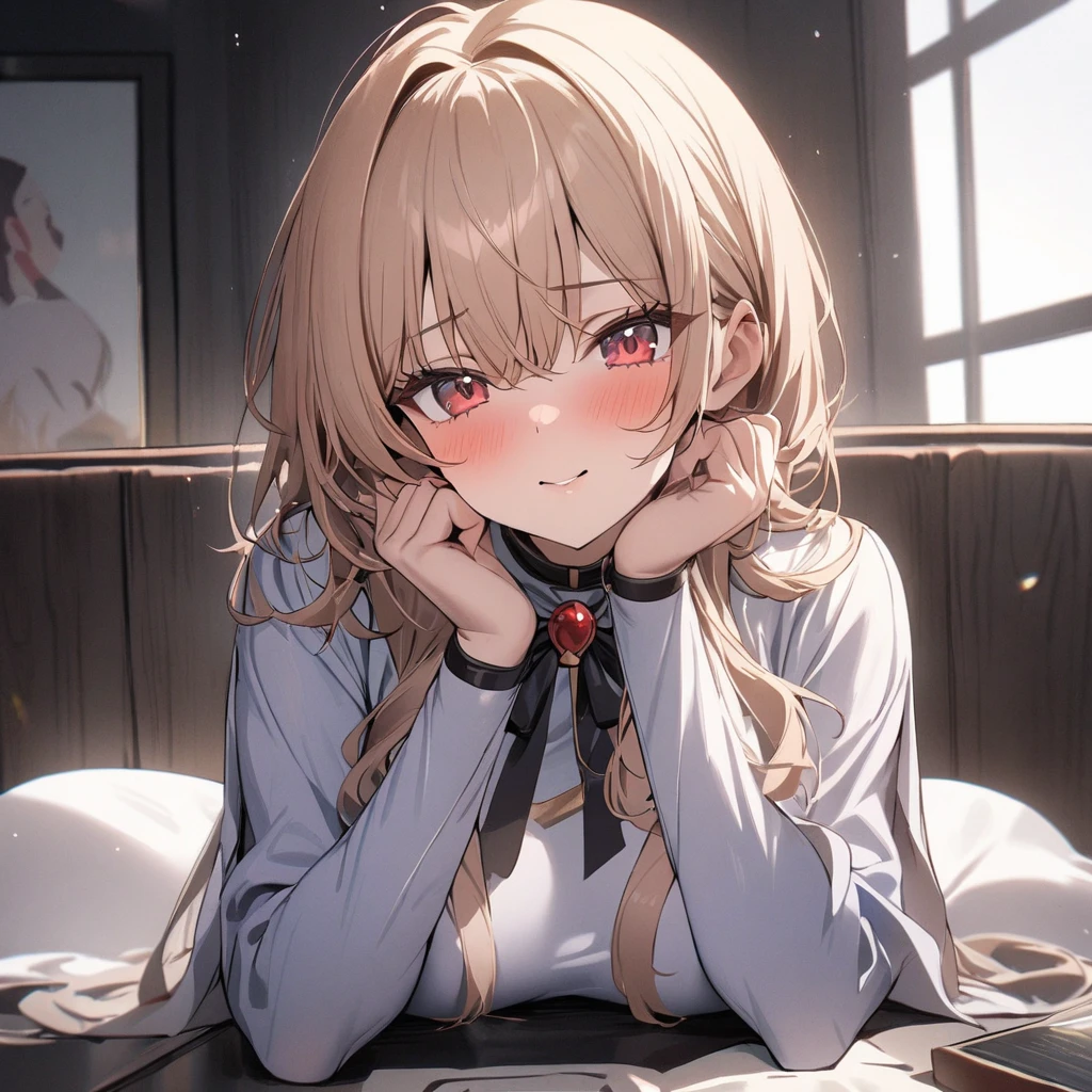 ((Tabletop, highest quality, High resolution, Hmph, Perfect Pixel, Depth of written border, 4K, Hmph, Hmph))), 1 girl, single, alone, Beautiful Anime Girls, Beautiful art style, Anime characters, ((Long Hair, bangs, Dark brown hair, Curly Hair:0.8)), ((Green Eyes:1.4, Beautiful Eyes, Beautiful Eyes, Perfect Eyes,Curled eyelashes, Realistic eyes)), ((Detailed face, blush:1.2)), ((Smooth texture:0.75, Realistic texture:0.5, Anime CG Style)), Medium chest, Dynamic Angle, Big Breasts, Perfect body, Dynamic pose, ((Red bow tie, , Black jacket, Open jacket, Brown cardigan, White shirt, Black Skirt, Checked skirt)), smile, Open your mouth, Put your arms behind your back, Leaning forward, Amalment Park, ((close, throw, cute, Shoot in the face))on the screen of smartphone camera app frame:1.5) ,nsfw,(sitting on bed:1.2),profile,phone_screen,head_out_of_frame, (fisheye distorted lens:1.2),open eyes, pov,(bed room:1.3) ,troubled face,(troubled eyebrows:1.2),(embarrassed,blush:1.3),(close mouth:1.3) ,(all fours:1.4), cowboy shot,(looking back:1.4),thighs,(cameltoe:1.3) ,(ecstasy:1.3) ,(slut:1.2),(vulgarity:1.3),(fucked silly:1.1),(steam:1.1),(wet:0.8),(trembling:0.8),(tears:0.6) ,(drooling:0.6),(sweat:0.8), heart,(spoken herat:1.4),(from below:1.3)
