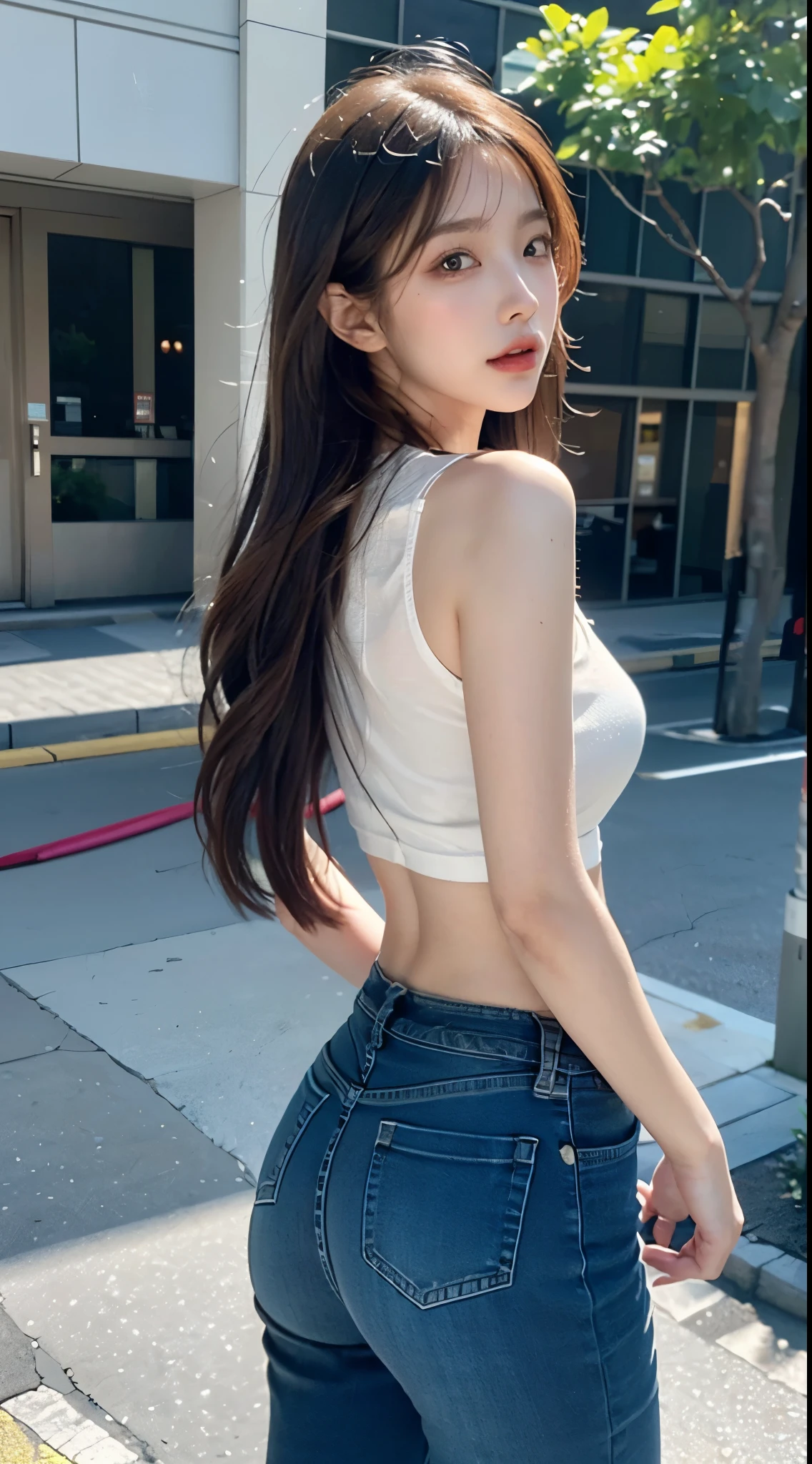 (( top quality, 8k, Masterpiece:1.3)), largely, employment.repair, 8k, 8k wallpaper, ( heels is very delicate and beautiful:1.1), ( top quality:1.3), ( Best Shadow:1.1), 地面fromはい上がる最高のバックショット, Lowest resolution , ( Masterpiece:1.3), formal_art, ray tracing, ( stylized :1.3), trending on artstでion, ( narrower _ Details:1.2) one girl, ((Dabo shirt LL, low rise - jeans shorts - butt back shot with )), (from_ and , full_whole:1.4), concentrate alone: 1.2, perfect body beauty: 1.4, Hip: 1.2, (( layered haircut , Chest: 1.2)), ( wet close : 1.1), (rain, street:1.3), 非常に Detailsな顔と肌の質感, beautiful eyes, double eyelids, Whitening, long hair, (shut up: 1.3),